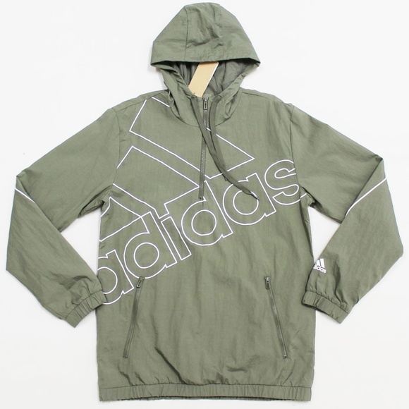 adidas Jackets & Coats New Mens Adidas Green Nylon Bold Logo